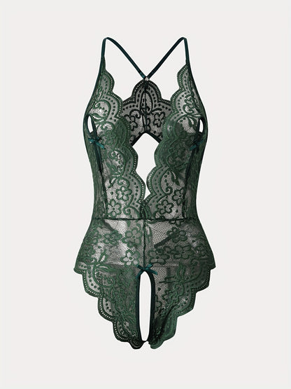 Floral Lace Scallop Trim Teddy