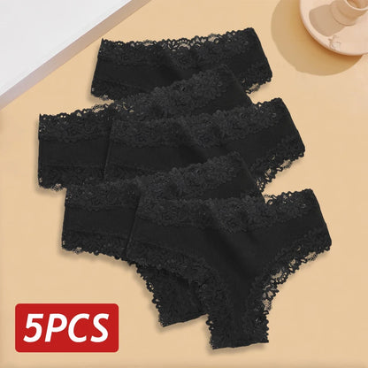 Sexy Seamless Cotton Panties for Women – 5PCS Lace Brazilian Underwear, Plus Size