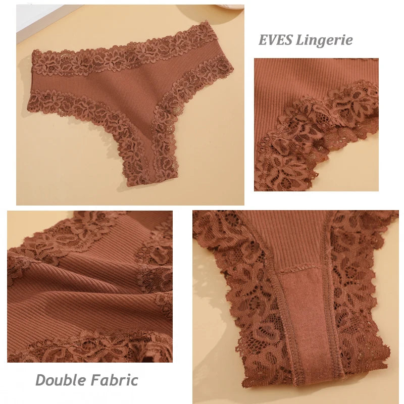 Sexy Seamless Cotton Panties for Women – 5PCS Lace Brazilian Underwear, Plus Size