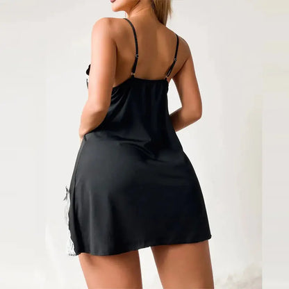 "Sexy Women’s Lingerie Set – Plus Size Lace Bra, Thong & Split-Hem Nightgown"