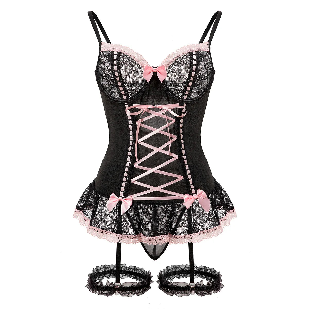 Erotic Lace Lingerie Set for Women – Sexy Bra, Panty & Garter Sleepwear