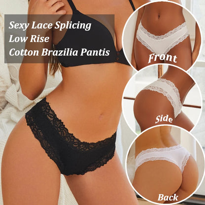 Sexy Seamless Cotton Panties for Women – 5PCS Lace Brazilian Underwear, Plus Size
