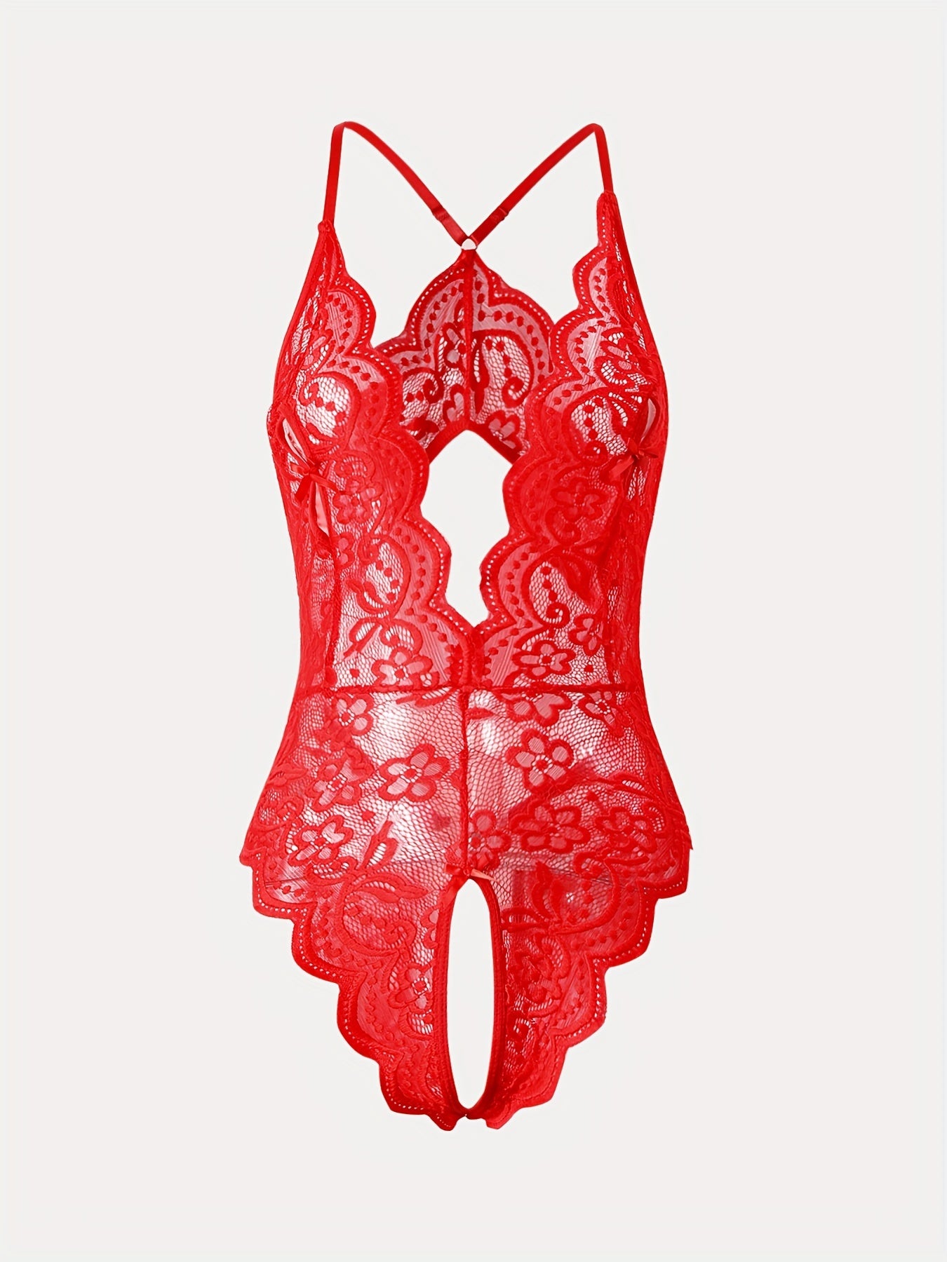 Floral Lace Scallop Trim Teddy