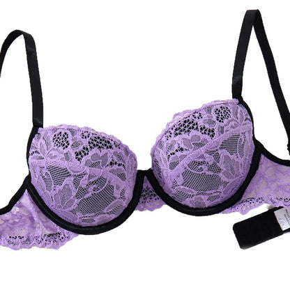 Elegant Purple Minimalist Bra with Sexy Lace Embroidery - froste Nordal