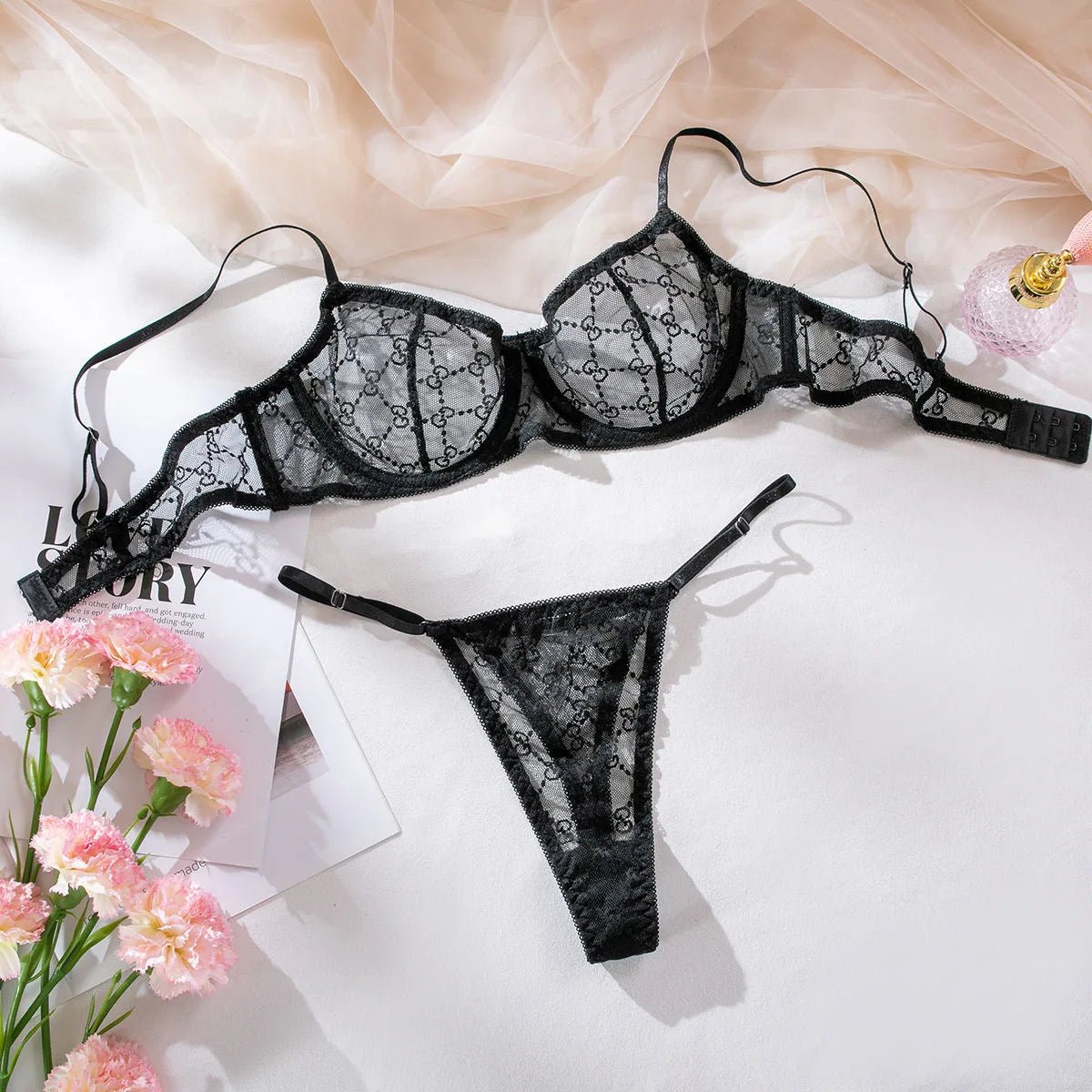 Ellolace Romantic Lace Embroidery Seamless Underwear Set for Women - froste Nordal