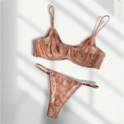 Ellolace Romantic Lace Embroidery Seamless Underwear Set for Women - froste Nordal